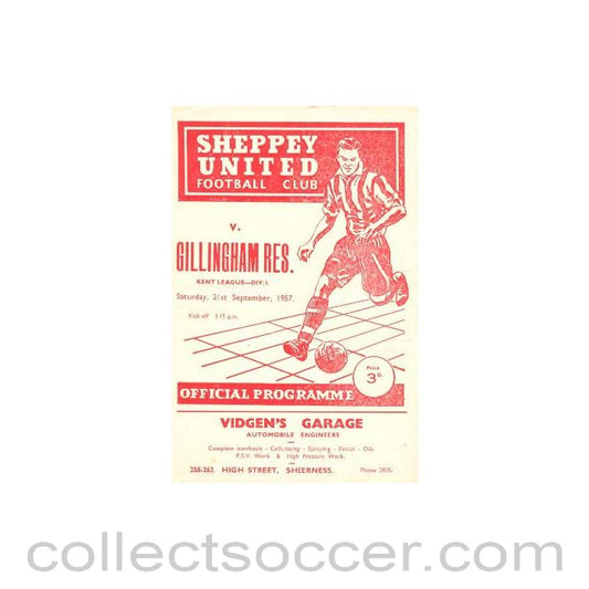 1957 - Sheppey United v Gillingham Reserves official programme 21/09/1957