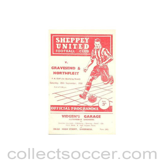 1958 - Sheppey United v Gravesend & Northfleet official programme 20/09/1958
