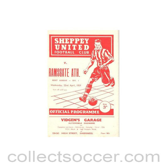 1959 - Sheppey United v Ramsgate official programme 22/04/1959