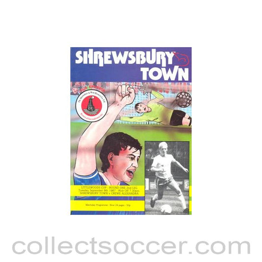 1987 - Shrewsbury Town v Crewe Alexandra official programme 08/09/1987 Littlewoods Cup