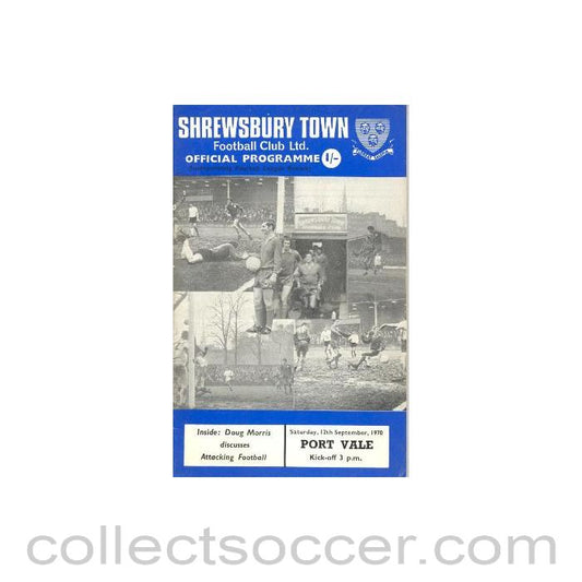 1970 - Shrewsbury Town v Port Vale official programme 12/09/1970
