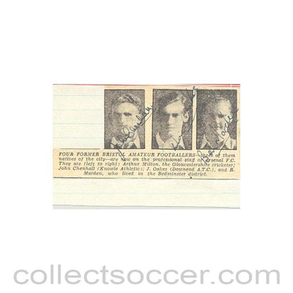 Signed Newspaper Cutting Photograph Arthur Milton, John Chenhall, J. Oakes and R. Marden