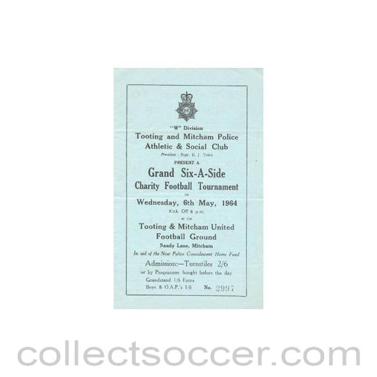 1964 Six-a-Side 06/05/1964 on Tooting & Mitcham Football Ground