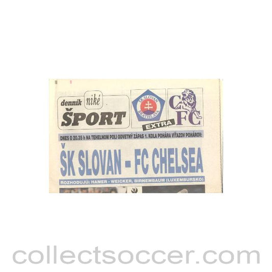 1997 - Slovan, Bratislava v Chelsea Dennik Sport newspaper Slovak produced in Slovakian 02/10/1997
