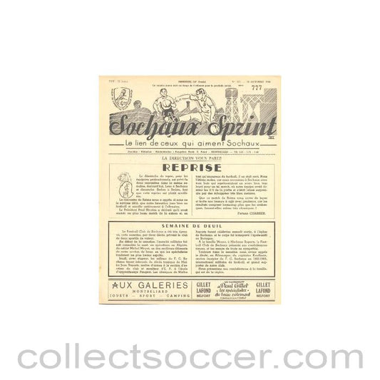 1955 Sochaux, France Official Programme Sochaux Sprint of 13/10/1955