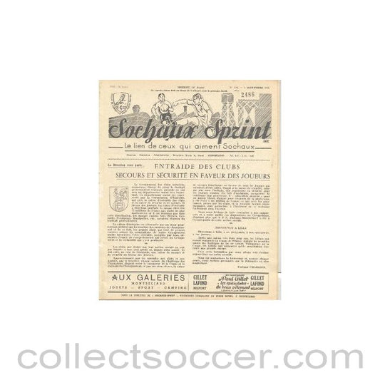 1955 Sochaux, France Official Programme Sochaux Sprint of 04/09/1955