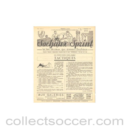 1955 Sochaux, France Official Programme Sochaux Sprint of 04/12/1955