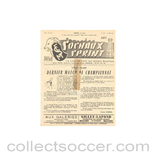 1957 Sochaux, France Official Programme Sochaux Sprint of 19/05/1957