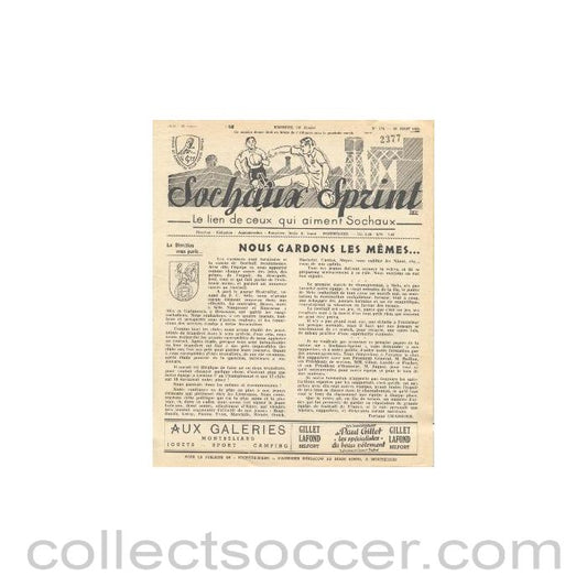1955 Sochaux, France Official Programme Sochaux Sprint of 28/08/1955