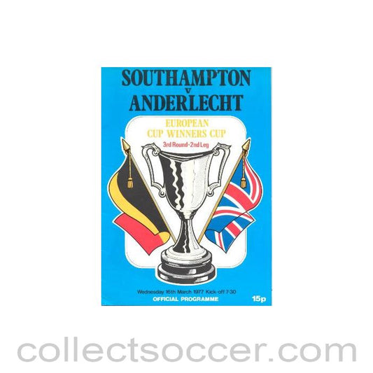 1977 - Southampton v Anderlecht official programme 16/03/1977 European Cup Winners Cup