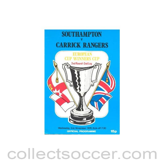1976 - Southampton v Carrick Rangers official programme 03/11/1976 European Cup Winners Cup