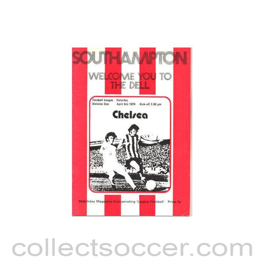 1974 - Southampton vChelsea official programme 06/04/1974