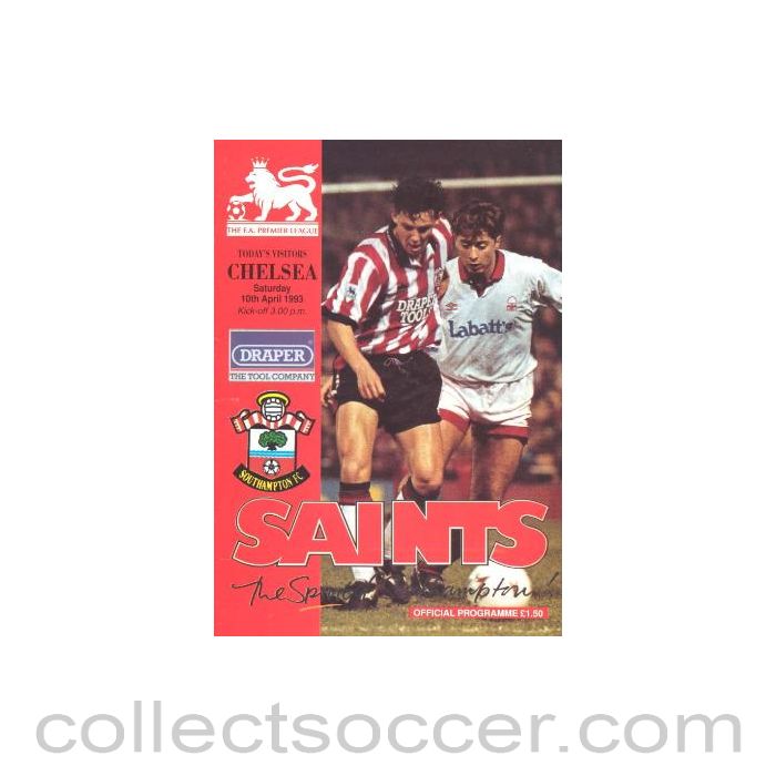 1993 - Southampton vChelsea official programme 10/04/1993 Premier League