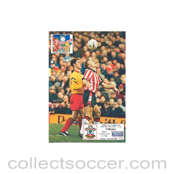 1992 - Southampton vChelsea official programme 21/01/1992