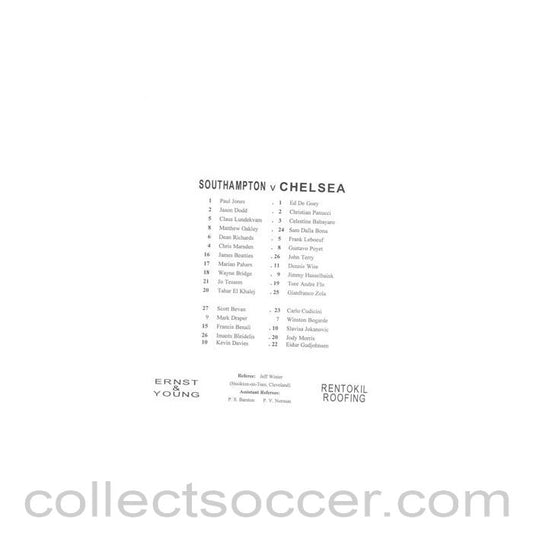 Southampton v Chelsea official teamsheet