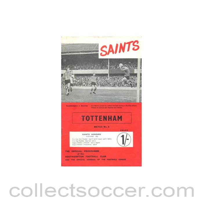 1967 - Southampton v Tottenham Hotspur official programme 11/11/1967 Football League