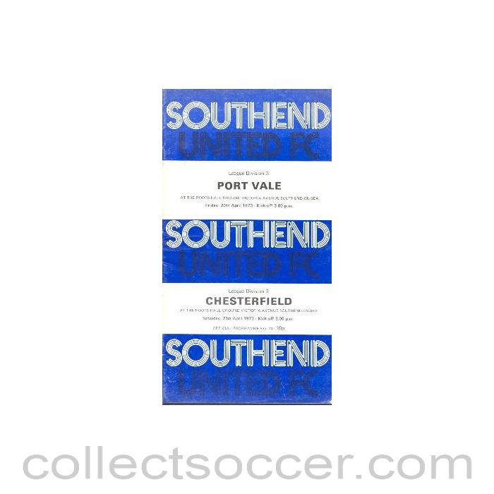 1973 - Southend United v Port Vale official programme 20/04/1973