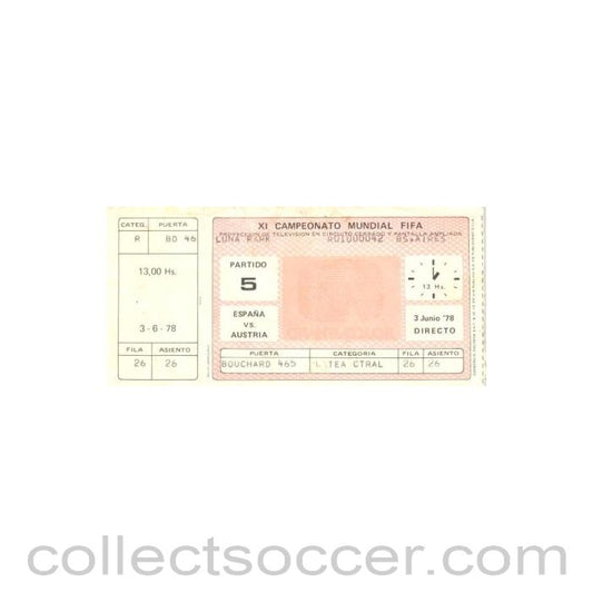 1978 Spain v Austria Directors Box unused World Cup Ticket