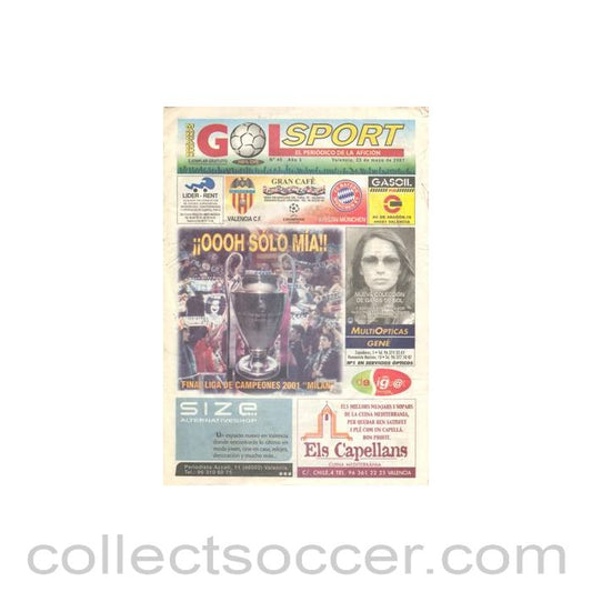 2001 - Gol Sport - Spanish newspaper covering the 2001 Champions League Final Bayerm Munich v Valencia