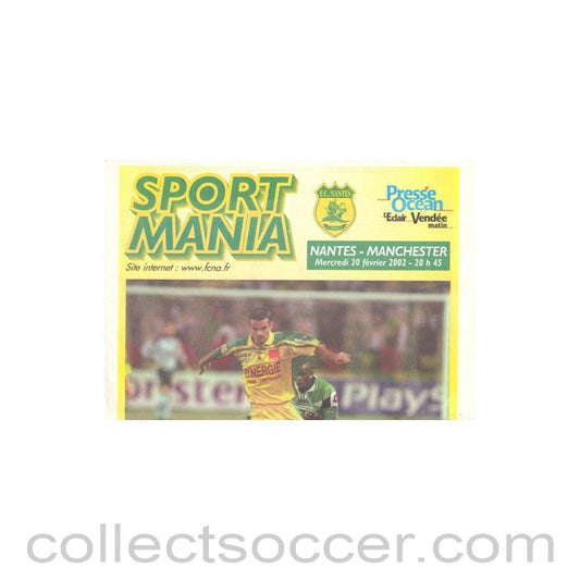 2002 - Sport Mania newspaper of 20/09/2002 covering Nantes v Manchester United