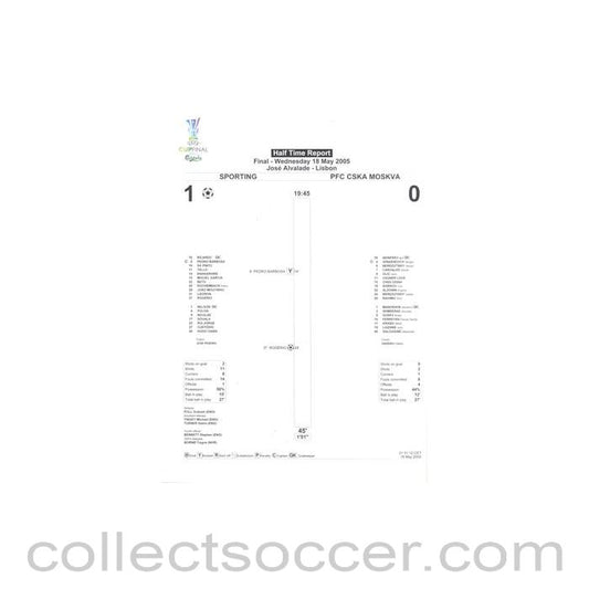 2005 - Sporting Lisbon v CSKA Moscow Half Time Report 18/05/2005 UEFA Cup Final
