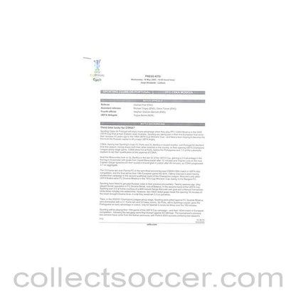 2005 - Sporting Lisbon v CSKA Moscow Press Kit in English 18/05/2005 UEFA Cup Final
