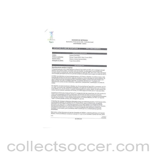2005 - Sporting Lisbon v CSKA Moscow Press Kit in Spanish 18/05/2005 UEFA Cup Final