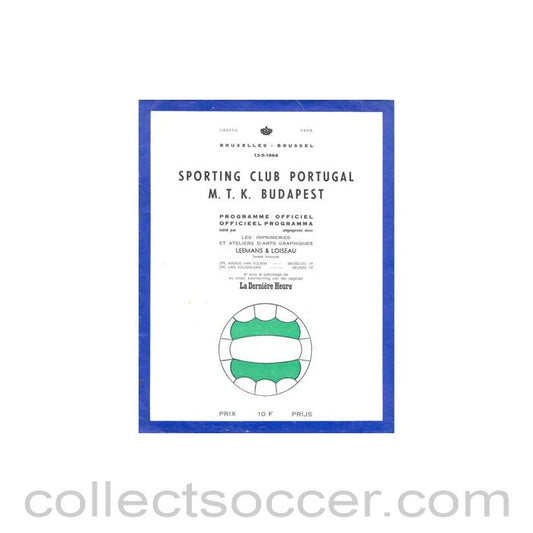 1964 Sporting Club Portugal v M.T.K. Budapest official programme 13/05/1964 European Cup