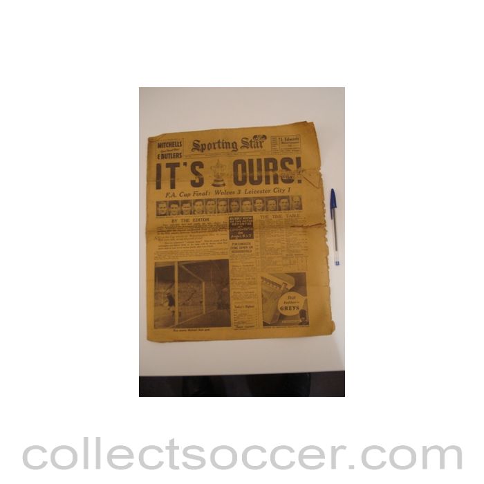 1949 - Sporting Star newspaper of 30/04/1949 covering the F.A. Cup Final Wolverhampton Wanderers v Leicester City