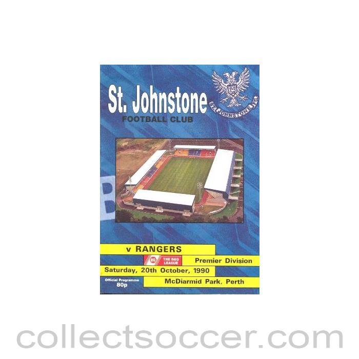 1990 - St. Johnstone v Glasgow Rangers official programme 20/10/1990 Scottish League