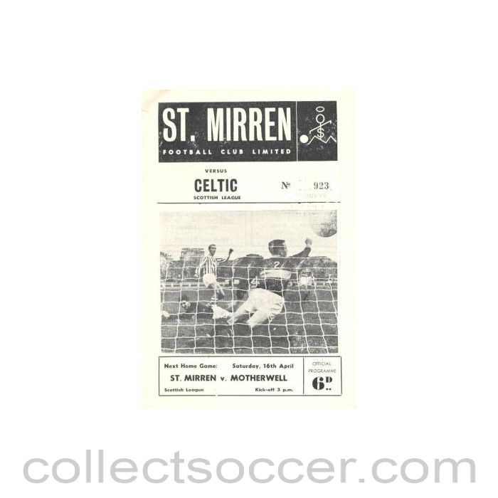 1966 - St. Mirren v Celtic official programme 05/04/1966 Scottish League