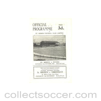 1964 - St. Mirren v Dundee official programme 31/10/1964