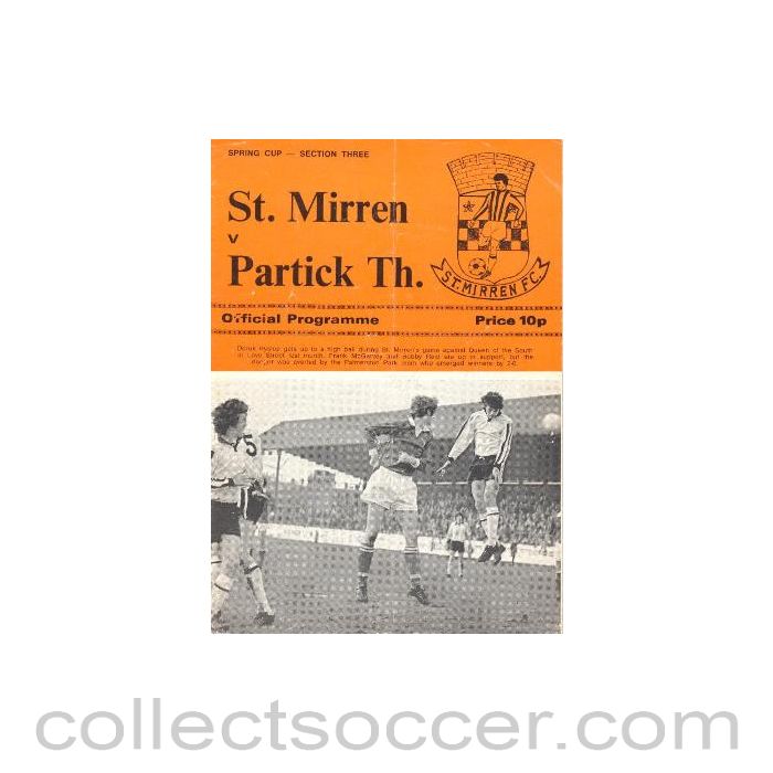 1976 - St. Mirren v Partick Thistle official programme 20/03/1976 Scottish Spring Cup