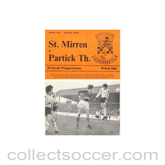 1976 - St. Mirren v Partick Thistle official programme 20/03/1976 Scottish Spring Cup