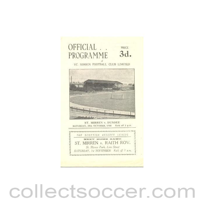 1958 - St. Mirren v Dundee United official programme 25/10/1958