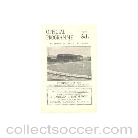 1958 - St. Mirren v Dundee United official programme 25/10/1958