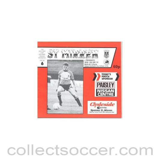 1987 - St. Mirren v Mechelen European Cup Winners Cup Second Round Second Leg official programme 04/11/1987