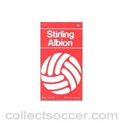 1974 - Stirling Albion v Glasgow Rangers official programme 1974-1975