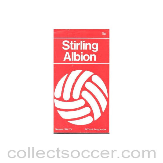 1974 - Stirling Albion v Glasgow Rangers official programme 1974-1975