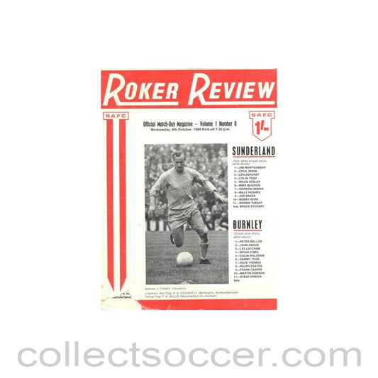 1969 - Sunderland v Burnley official programme 08/10/1969 Football League