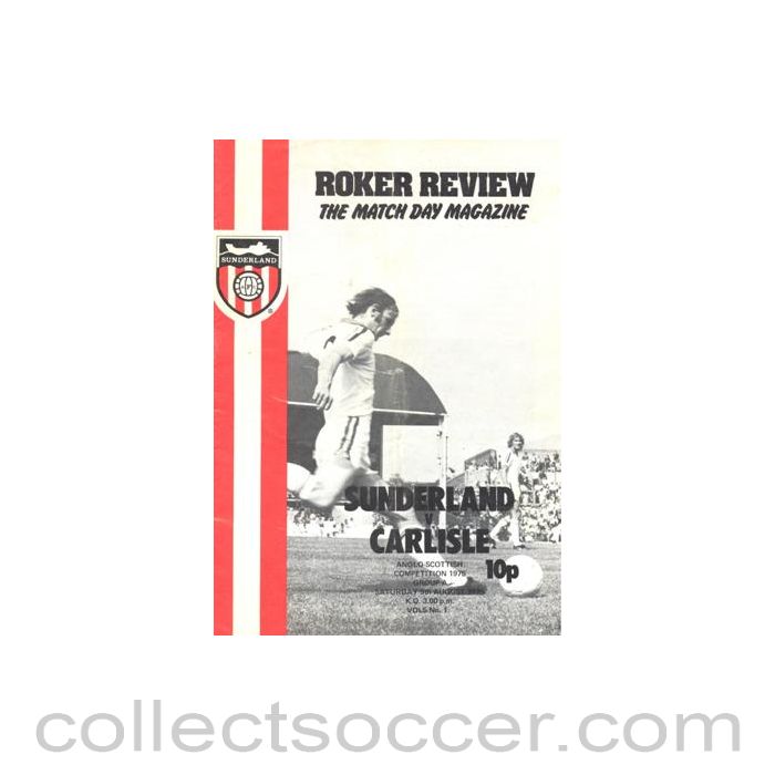 1975 - Sunderland v Carlisle official programme 09/08/1975 Anglo-Scottish Competition 1975 Group A