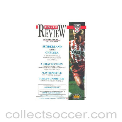 1992 - Sunderland vChelsea official programme 18/03/1992 F.A. Cup, 6th round, replay