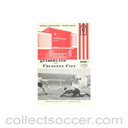 1968 - Sunderland v Coventry City official programme 23/03/1968 Football League, reduced price