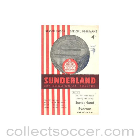 1958 - Sunderland v Everton official programme 04/01/1958, reduced price