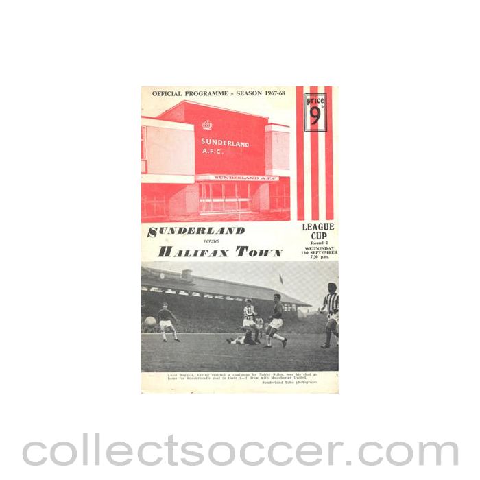 1967 - Sunderland v Halifax Town official programme 13/09/1967 Football League, redused price
