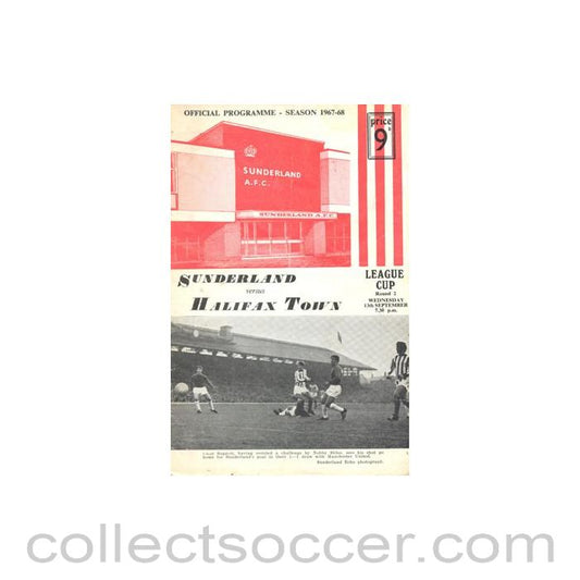 1967 - Sunderland v Halifax Town official programme 13/09/1967 Football League, redused price
