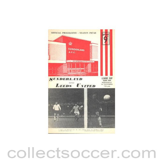 1967 - Sunderland v Leeds United official programme 01/11/1967 League Cup