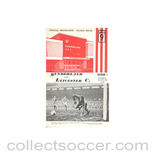 1968 - Sunderland v Leicester City official programme 06/01/1968 Football League, reduced price