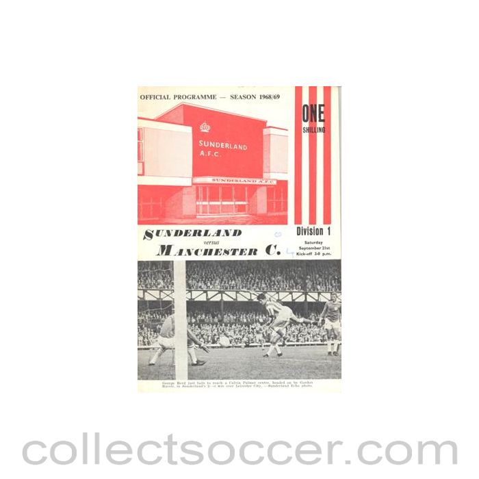 1968 - Sunderland v Manchester City official programme 21/09/1968 Football League