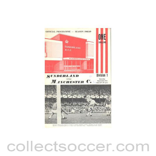 1968 - Sunderland v Manchester City official programme 21/09/1968 Football League